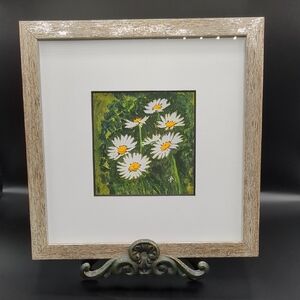 Framed Floral Art Print with Daisies